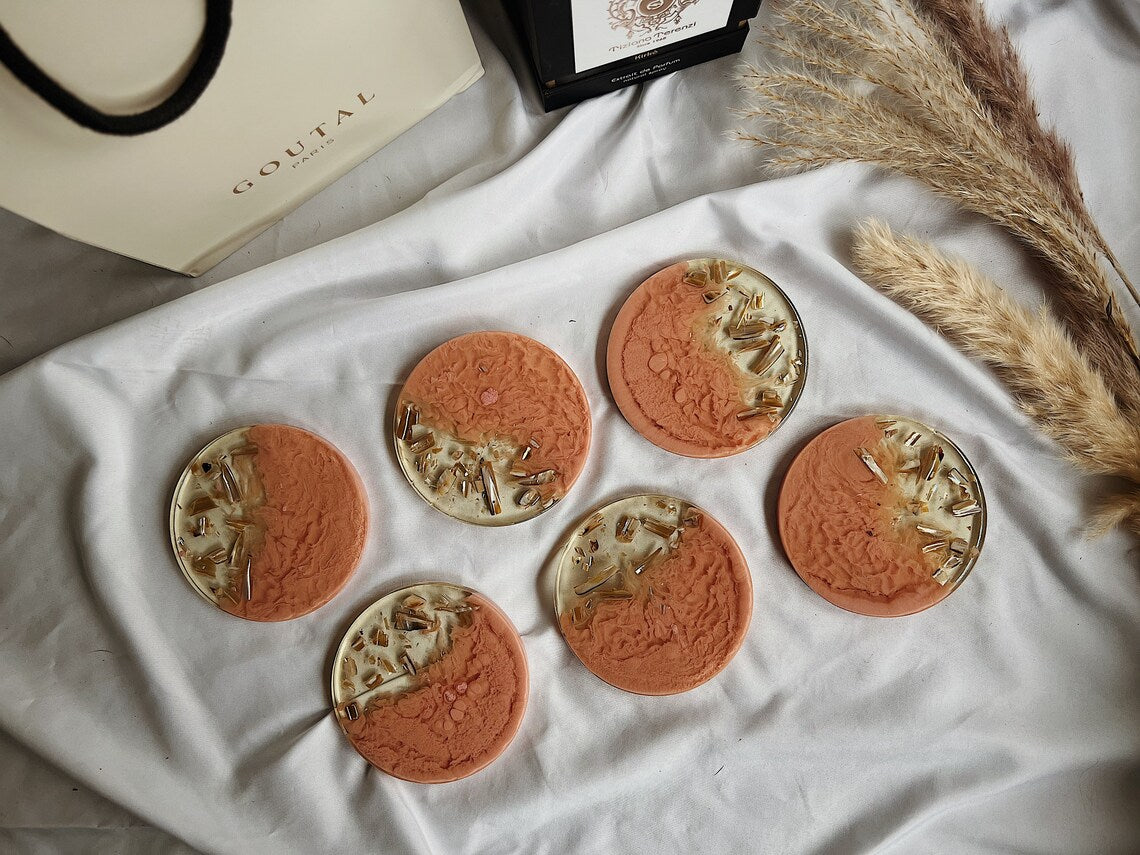 Resin Untersetzer Set | rosa schimmernd | Perlmutt Hingucker einzigartige Deko Zuhause | Valentinstags-Geschenk