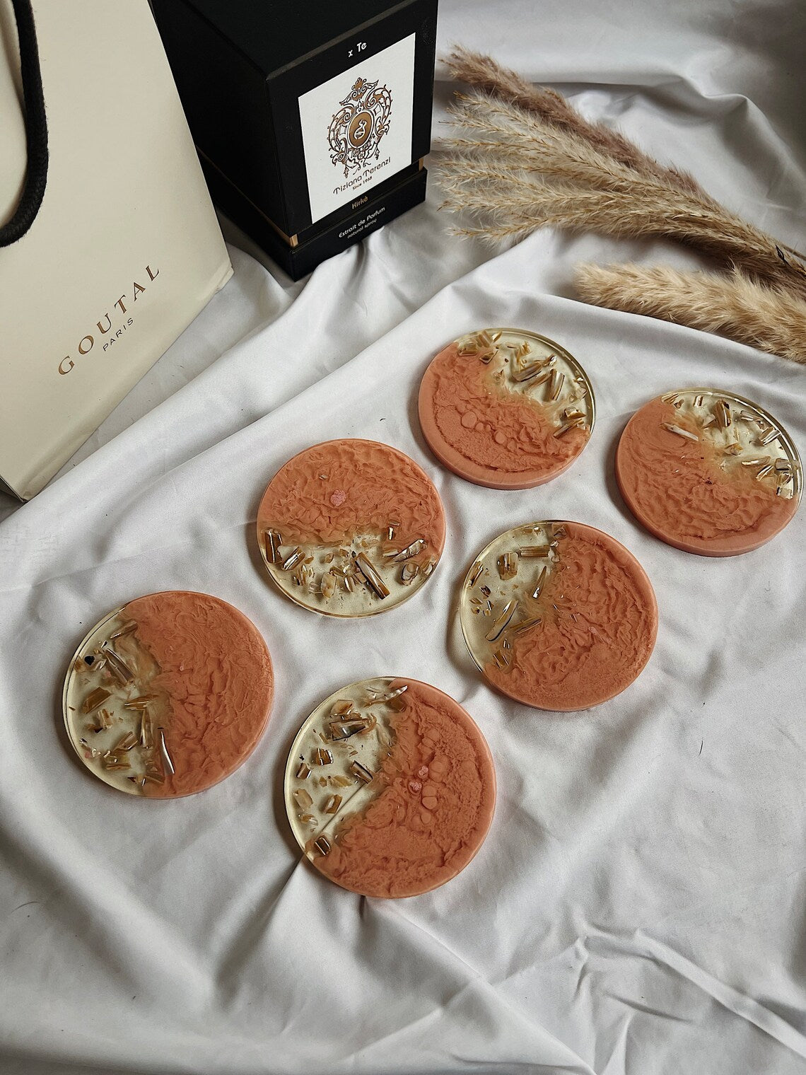 Resin Untersetzer Set | rosa schimmernd | Perlmutt Hingucker einzigartige Deko Zuhause | Valentinstags-Geschenk